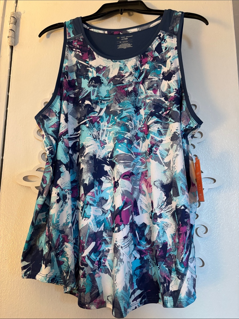 Kohl's Teal, Navy & Purple Abstract Print Tank Top